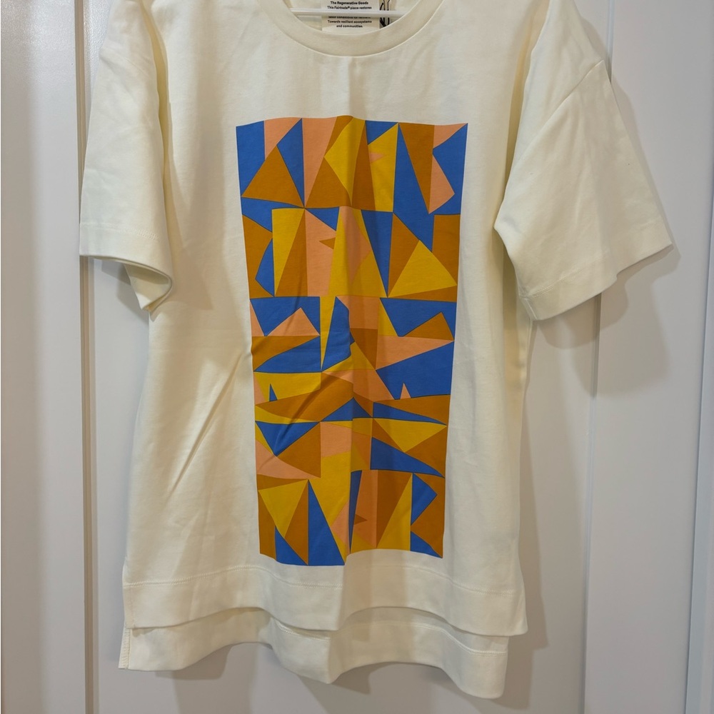 SKFK 100% cotton Geometric Print Tee - Cream